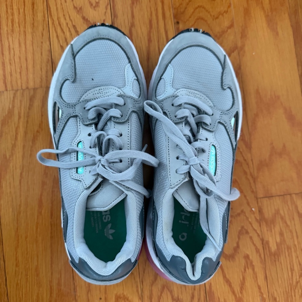 Adidas Originals Falcon Gray Sneakers Women’s Size 7.5 Retro Running Shoe - Picture 9 of 11